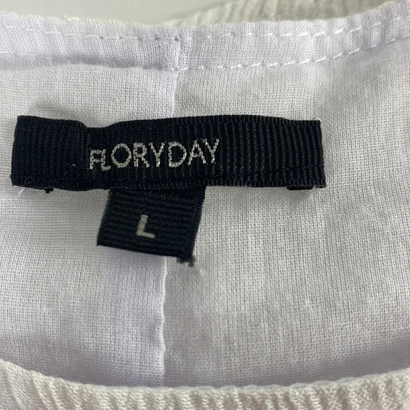 White green floral print shark bite hem tunic shift dress beach dress size large - Picture 3 of 12